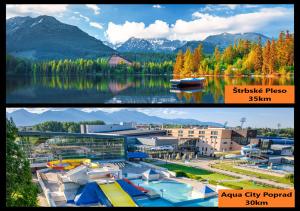 a collage of two pictures of a city and a lake at Apartmány ANJA in Vysoke Tatry - Tatranska Kotlina