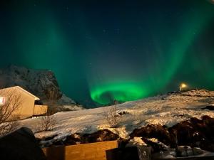 an image of the aurora dancing in the sky at Villa Stø in Vesterålen (Lofoten) Norway in Stø