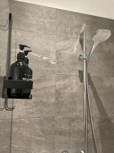 a shower with a blow dryer in a bathroom at Apartment Alpbachtraum in Alpbach