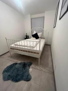 Maisons du Souihel في ريكلينغاوسين: غرفة نوم مع سرير وسجادة على الأرض