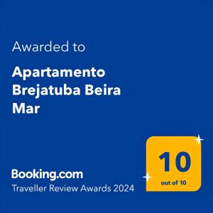 un cartello giallo con il testo che voleva nominare Brahmaoria beria mar di Apartamento Brejatuba Beira Mar a Guaratuba