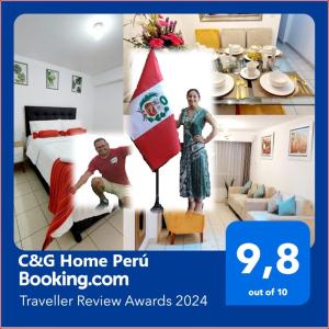 C&G Home Perú في ليما: رجل وامرأه واقفين في غرفه بالفندق