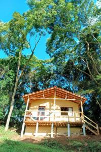una pequeña casa en medio de algunos árboles en Chalé anjico, en Aiuruoca