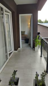 een balkon van een huis met potplanten erop bij Cara Sur Bariloche in Bariloche