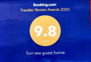 Certifikát, hodnocení, plakát nebo jiný dokument vystavený v ubytování Sun sea guest home