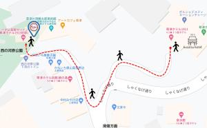 um mapa da caminhada para a Coreia em Kusatsu Onsen Kusatsu Hotel1913 em Kusatsu