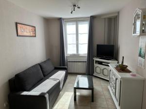 uma sala de estar com um sofá e uma televisão em Appartement Hendaye, 3 pièces, 6 personnes - FR-1-239-1018 em Hendaye