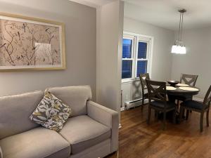 a living room with a couch and a table at Charming and Convenient 3br 1ba apt - fully furnished and equipped - fast Internet in Forest Park