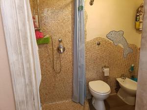 a bathroom with a shower with a toilet and a sink at Casa Vacanze Marina di Pisa Catola in Marina di Pisa