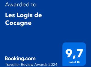 Certyfikat, podpis lub inny dokument wystawiony w obiekcie Les Logis de Cocagne