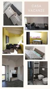 un collage de fotos de una habitación de hotel y una suite en La casa del sole - casa vacanze, en Uri
