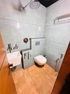 uma casa de banho com um WC e um lavatório em Hotel City Palace em Ooty