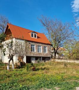 a house with an orange roof on a hill at Hooni_guesthouse in Odzun