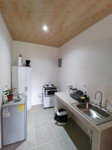 a kitchen with a sink and a stove at Apartamento la paz N°2 in Liberia