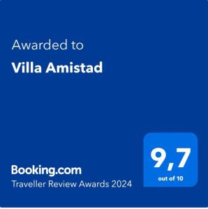 Villa Amistad tanúsítványa, márkajelzése vagy díja