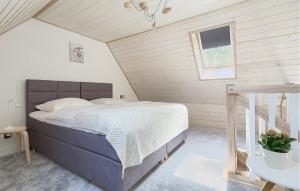 a bedroom with a large bed in a attic at Cozy Apartment In Tlen With Kitchen in Tleń