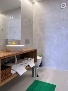 bagno con lavandino e servizi igienici di Casa Alta T0 a Castelo de Vide