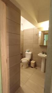 a bathroom with a toilet and a sink at House Eugenia Sarti in Sarti