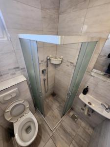 W łazience znajduje się prysznic, toaleta i umywalka. w obiekcie Admiral 2 w mieście Valjevo
