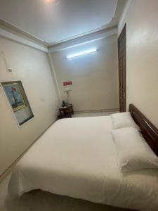 a bedroom with a large white bed in a room at Holly's Hostel Ha Giang B&B in Ha Giang