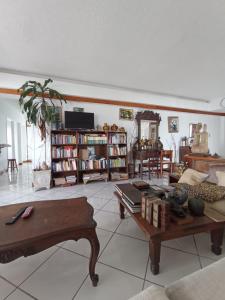 sala de estar con sofá y mesa en VISTALAGO APARTMENTS en Guatemala