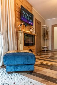 Televízia a/alebo spoločenská miestnosť v ubytovaní Apartamenty widokowe U Homera