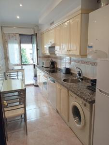 a kitchen with a sink and a dishwasher at Centro GASCONA-CAMPOAMOR con terraza privada, garaje y wifi gratuito in Oviedo