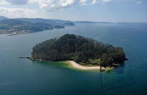 an island in the middle of a large body of water at Casa Fenteira in Poio