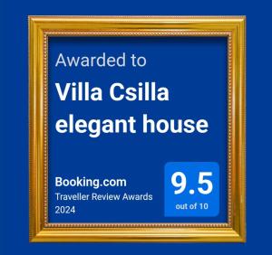 Villa Csilla elegant house tanúsítványa, márkajelzése vagy díja