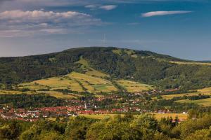 a small town on top of a mountain at Gasthof Rhönlust in Bischofsheim an der Rhön