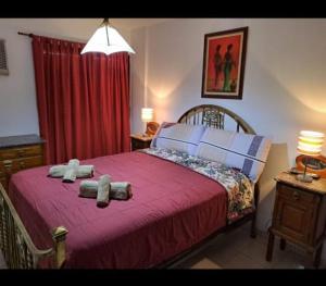 1 dormitorio con 1 cama con 2 toallas en Temporarios Cordoba en Córdoba