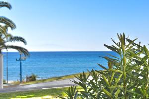 a view of the ocean from the beach at Varonos Summer Residences in Siviri