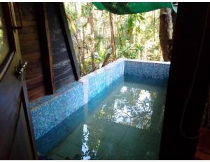 een badkamer met een zwembad in een kamer bij Tanshikar Spice Farm, Sanguem in Vichondrem