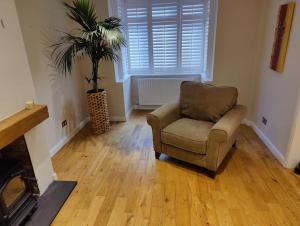 a living room with a chair and a plant at Kent village house 