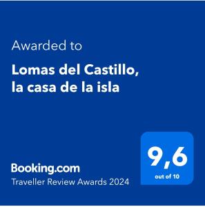 ein Screenshot eines Handys mit dem Text, der loma del castilla verliehen wurde in der Unterkunft Lomas del Castillo, la casa de la isla in Caleta de Fuste