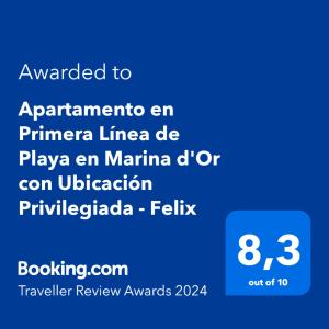 オロペサ・デル・マールにあるApartamento en Primera Línea de Playa en Marina d'Or Magic World con Ubicación Privilegiada - Felixの電話画面の映像