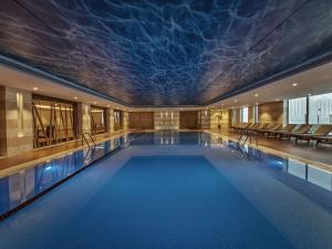 einen großen Pool mit einer mit Steinen bedeckten Decke in der Unterkunft Kaya İstanbul Fair & Convention in Istanbul