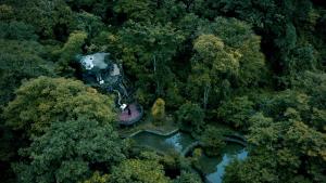 an aerial view of a house in the middle of a forest at Parakkat Nature Resort in Munnar