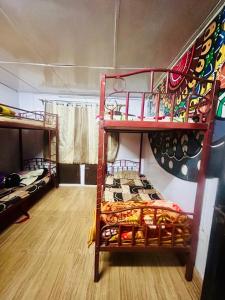 Cette chambre comprend 2 lits superposés et du parquet. dans l'établissement Isabella Hostel, à Shillong