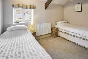 two twin beds in a room with a window at Host & Stay - Mill in Consett