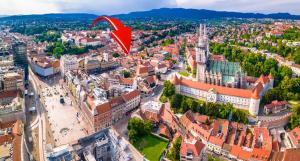 Nespecifikovaný výhled na destinaci Záhřeb nebo výhled na město při pohledu z apartmánu