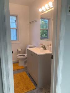 a bathroom with a sink and a toilet at Serene Lush 2BR Gem, on 1 acre Silver Spring in Silver Spring