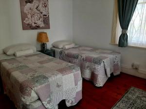 a bedroom with two beds and a window at Cathy's Guest House in Cradock