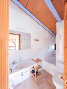 a bathroom with a sink and a tub and a toilet at Aiguabella - Allotjaments Rurals in Sant Feliu de Pallerols