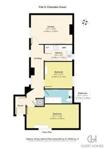 a plan of the first floor of a contemporary condo at Guest Homes - Chandan Court Apartment in Bewdley