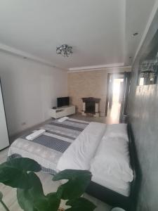 - une chambre avec un grand lit dans l'établissement Residence Mery, à Făgăraş