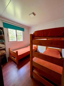 Un dormitorio con dos literas y una ventana. en Bianca Colomba, en La Paloma