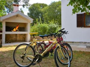 two bikes parked in front of a fireplace at Kuća za odmor Silvano in Dicmo