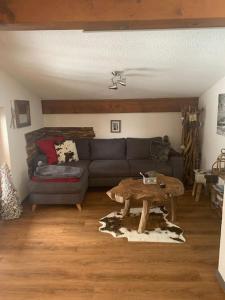 Chalet le Daim appartement 6 pers Vue Mont-Blanc的休息区