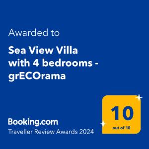 a screenshot of a cell phone with the text advanced to sea view villa with at Sea View Villa with 4 bedrooms - grECOrama in Monodhéndrion